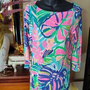 Lilly Pulitzer Women's Sophie Dress UPF 50, Floral, 3/4 Sleeve Size Medium